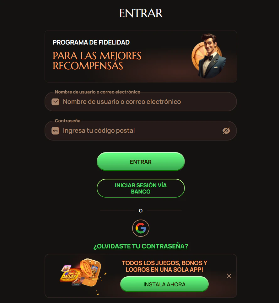 Ritzo Casino registro e inicio de sesión